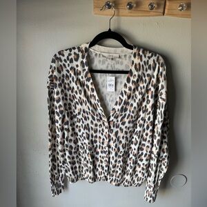 NWT LOFT 100% Cotton Leopard Print Cardigan - Size M - Neutral Animal